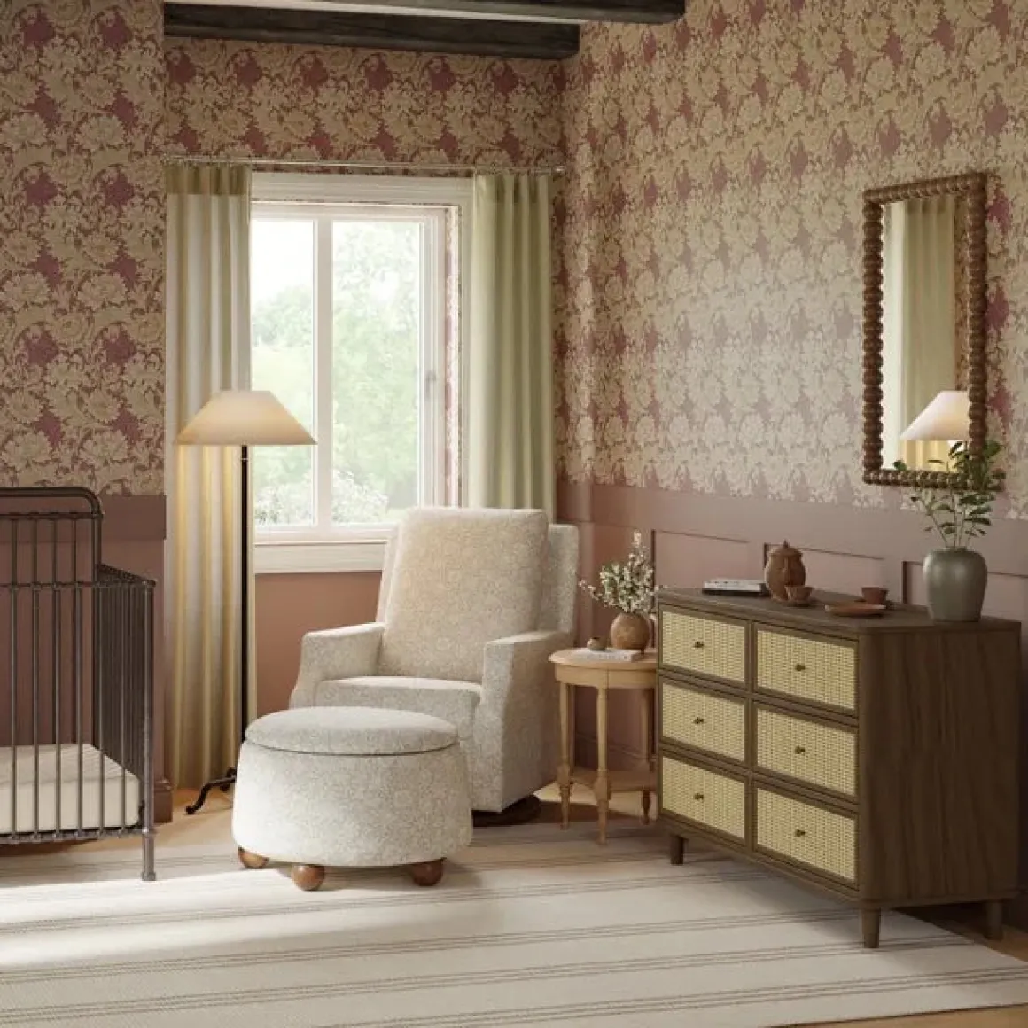 Namesake Marin with Cane 6 Drawer Assembled Dresser - Natural Walnut / Blonde Cane