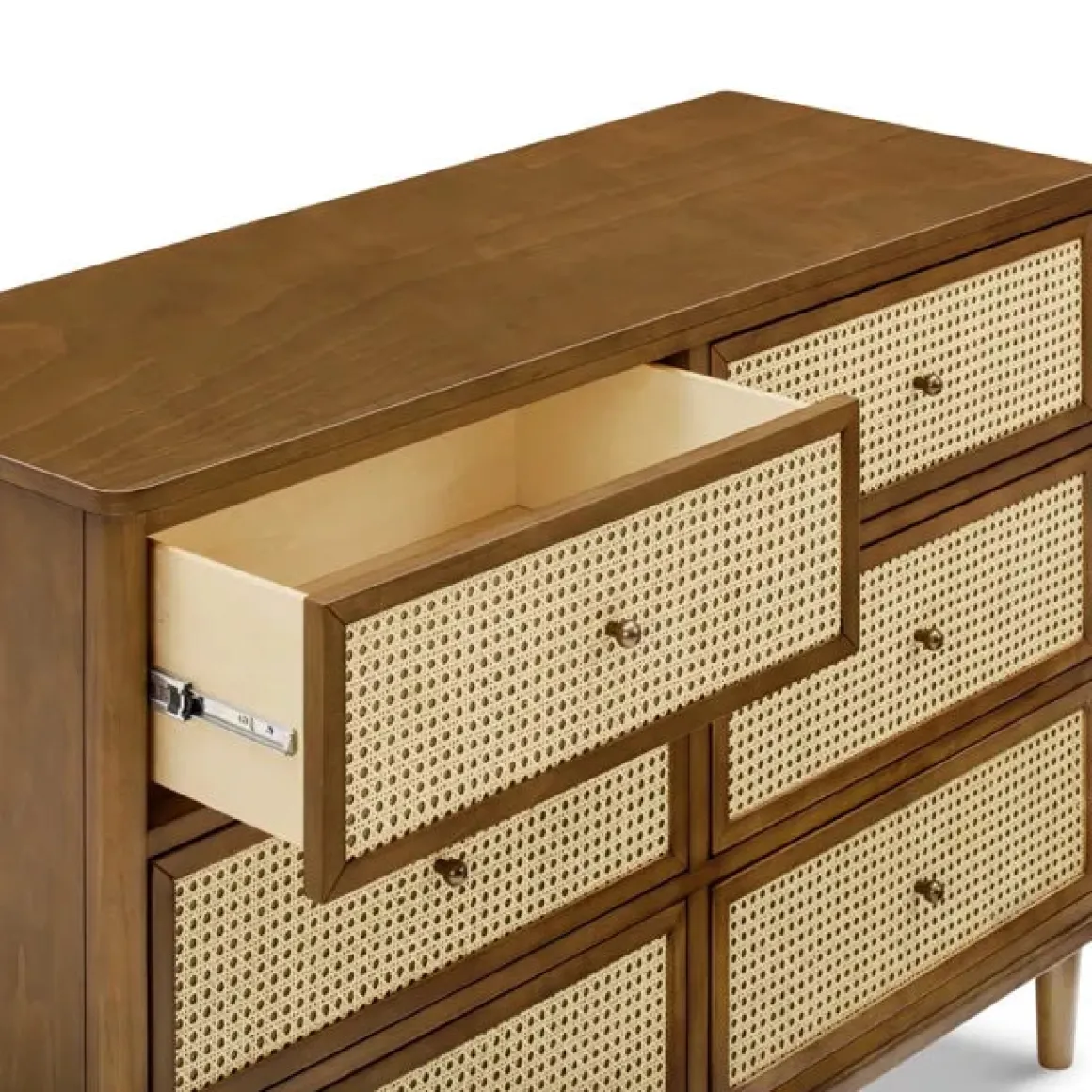 Namesake Marin with Cane 6 Drawer Assembled Dresser - Natural Walnut / Blonde Cane