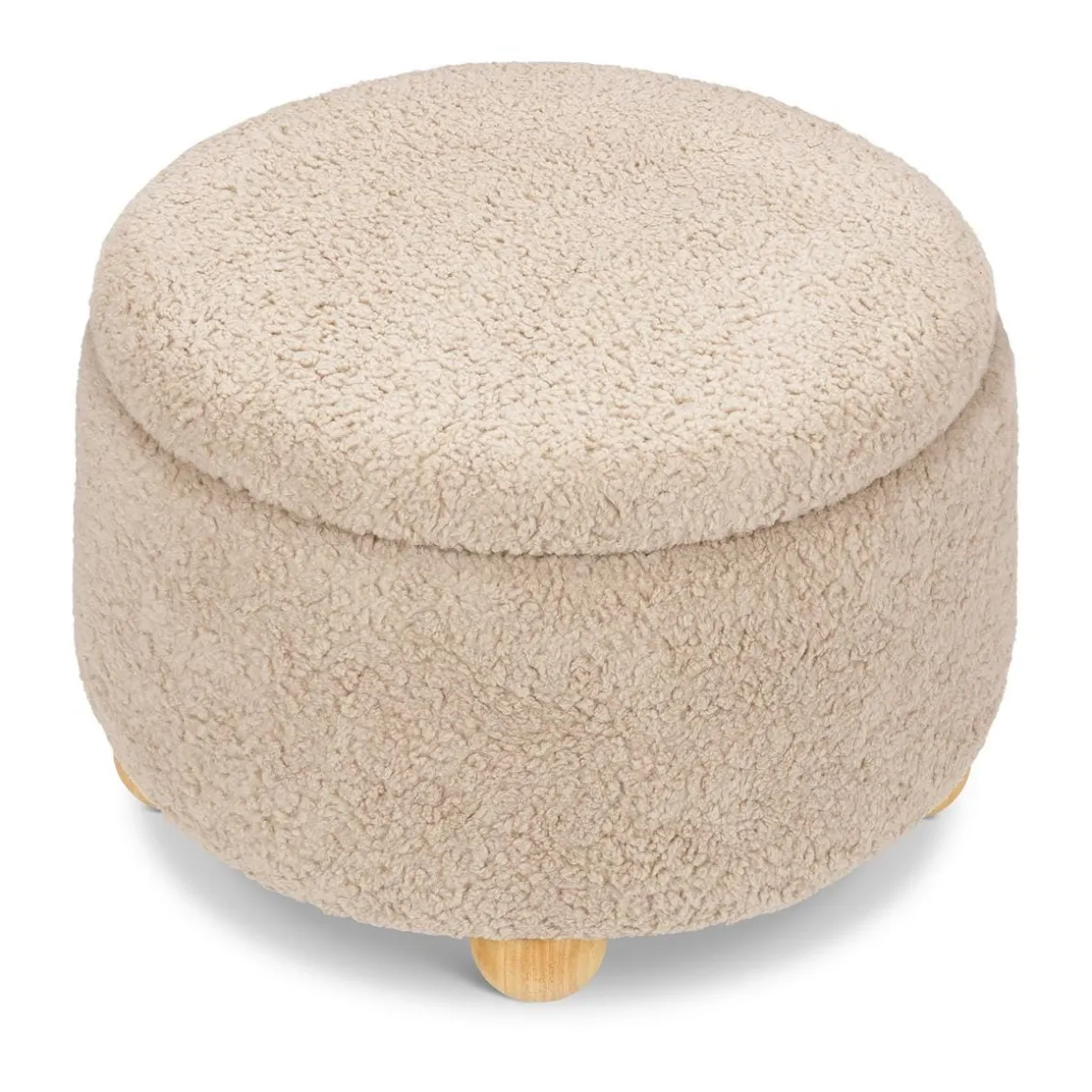 Namesake Tuffet Storage Ottoman - Chai Shearling with Honey Ball Feet