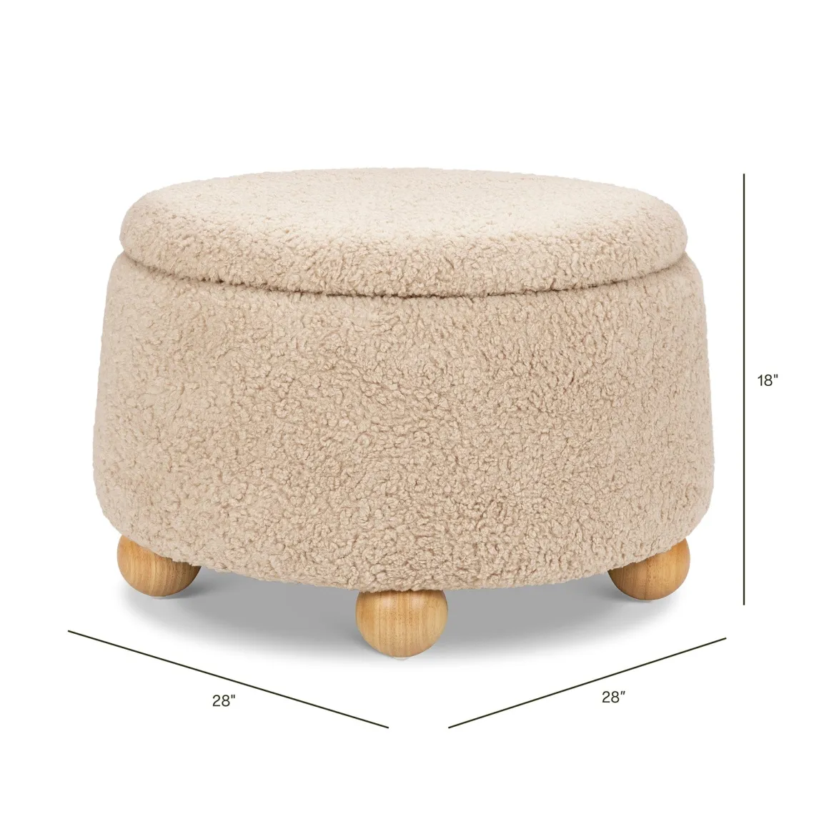 Namesake Tuffet Storage Ottoman - Chai Shearling with Honey Ball Feet