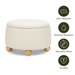 Namesake Tuffet Storage Ottoman - Performance Ivory Boucle with Honey Ball Feet