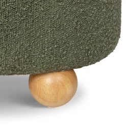 Namesake Tuffet Storage Ottoman - Performance Olive Boucle with Honey Ball Feet