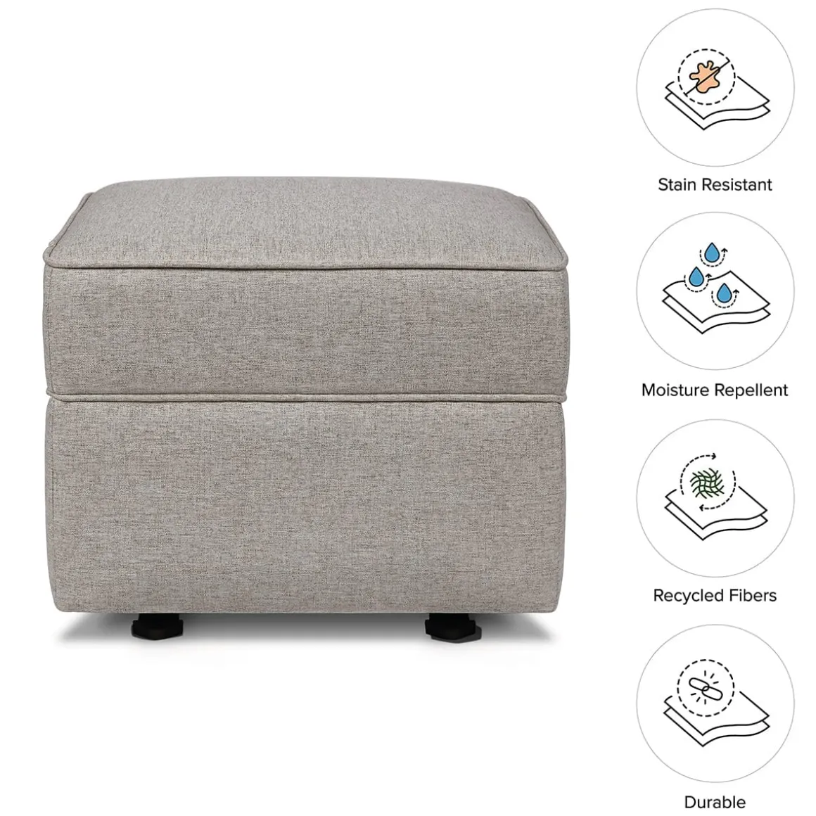 Namesake Willa/Alden Gliding Ottoman - Performance Grey Eco-Weave