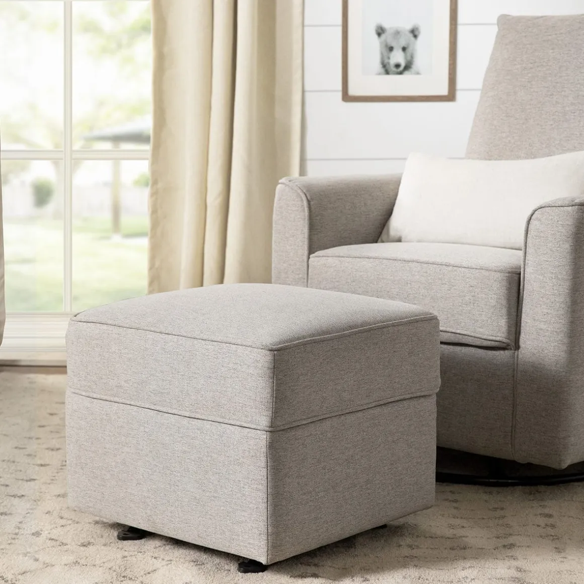 Namesake Willa/Alden Gliding Ottoman - Performance Grey Eco-Weave