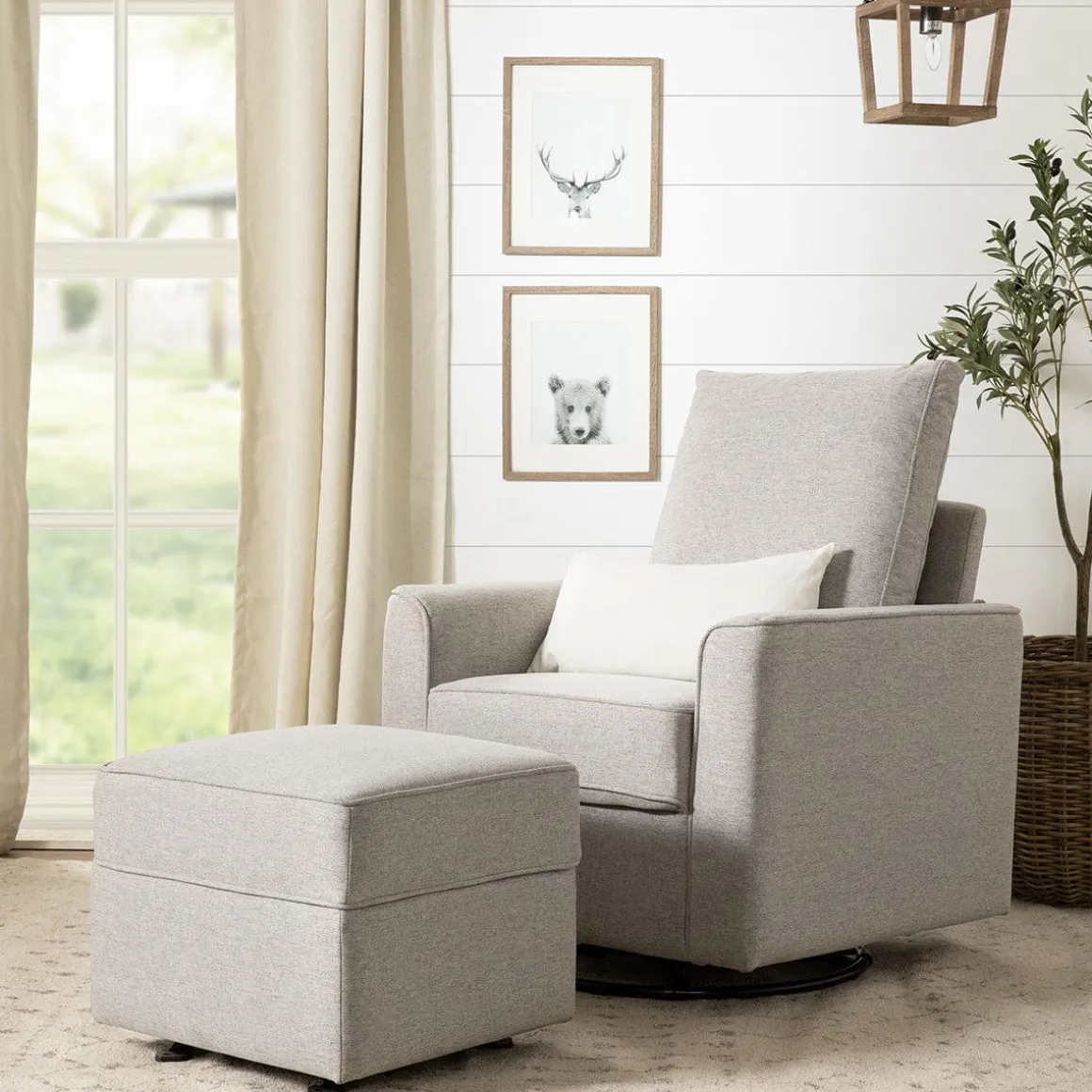 Namesake Willa/Alden Gliding Ottoman - Performance Grey Eco-Weave