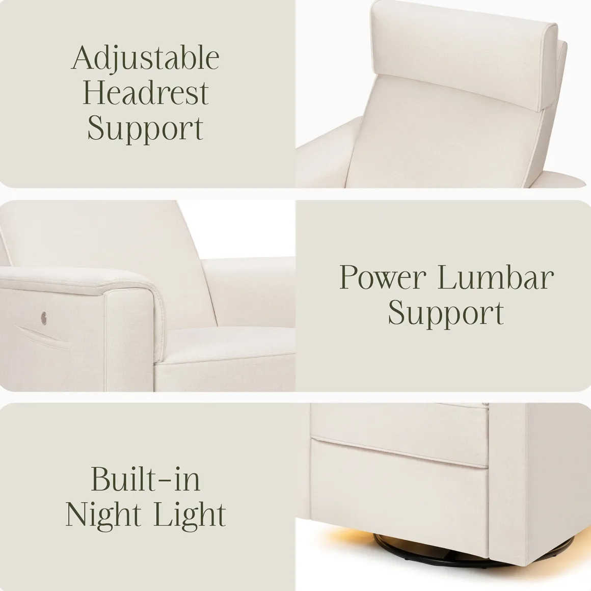 Namesake Willa Deluxe Power Glider Recliner w/ Heat & Massage - Performance Cream Eco-Weave