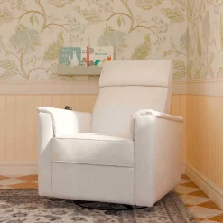 Namesake Willa Deluxe Power Glider Recliner w/ Heat & Massage - Performance Cream Eco-Weave