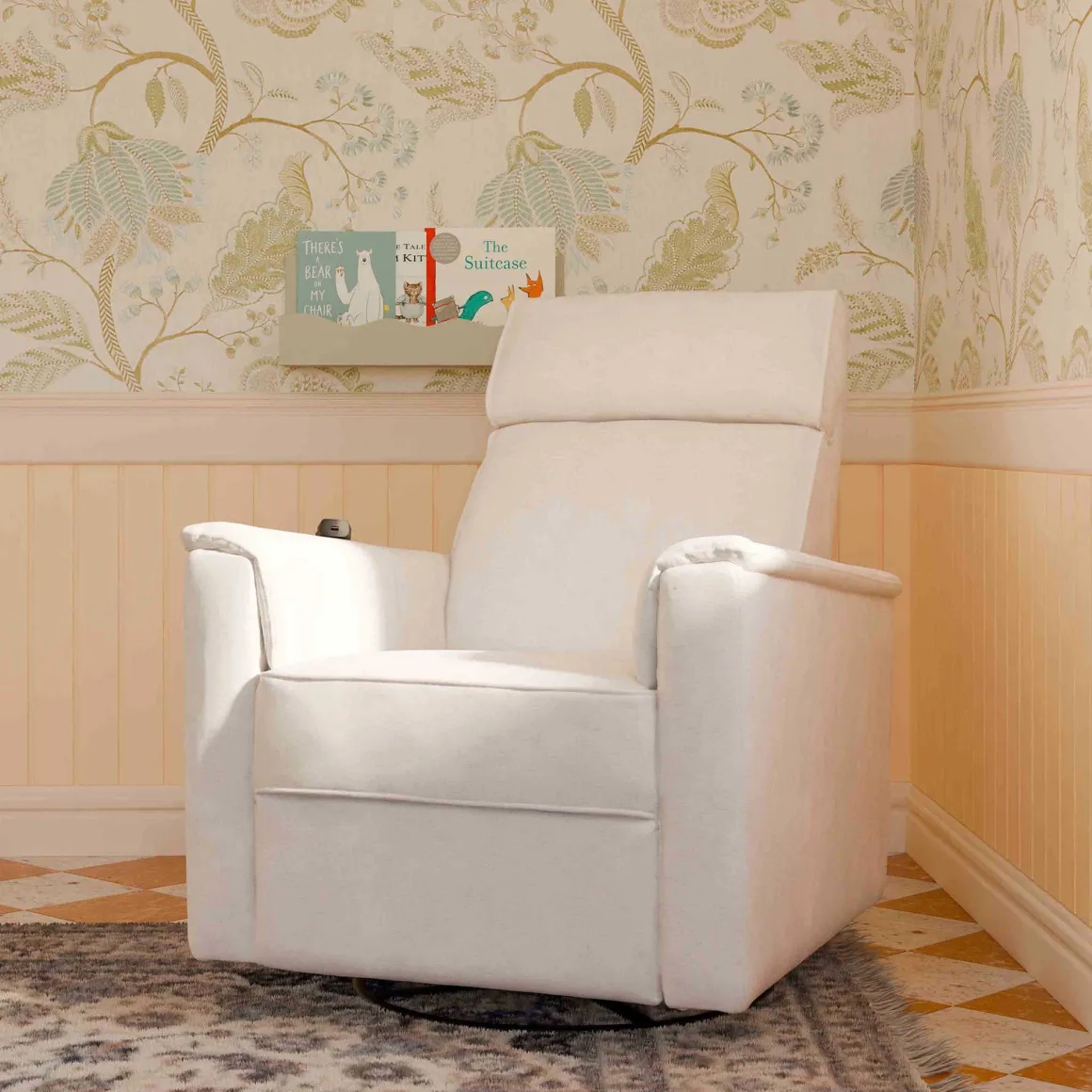 Namesake Willa Deluxe Power Glider Recliner w/ Heat & Massage - Performance Cream Eco-Weave