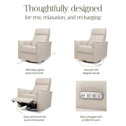 Namesake Willa Plus Electric Glider Recliner w/ Electric Headrest - Performance Beach Eco-Weave