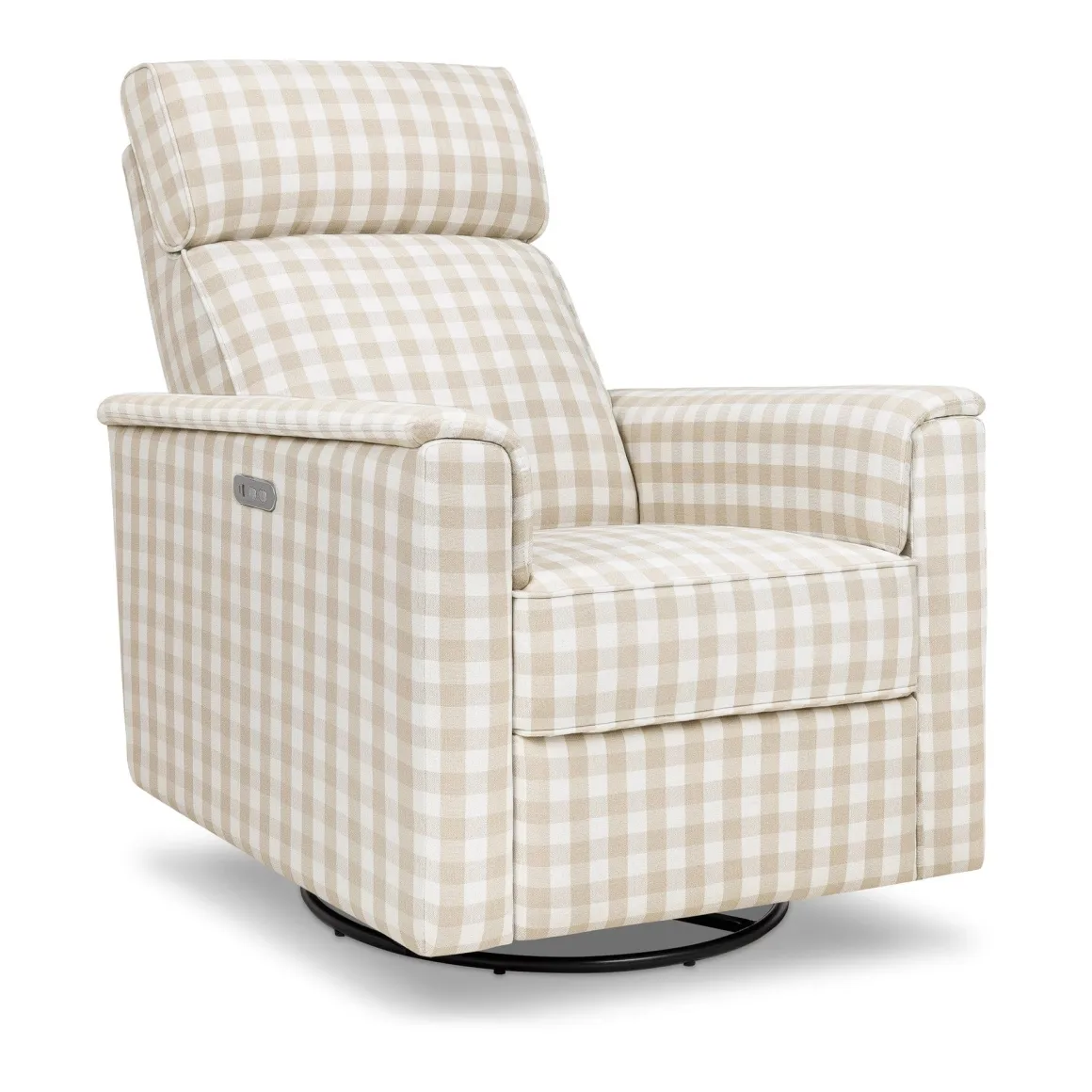 Namesake Willa Plus Electric Glider Recliner w/ Electric Headrest - Tan Gingham