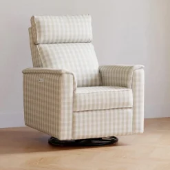 Namesake Willa Plus Electric Glider Recliner w/ Electric Headrest - Tan Gingham