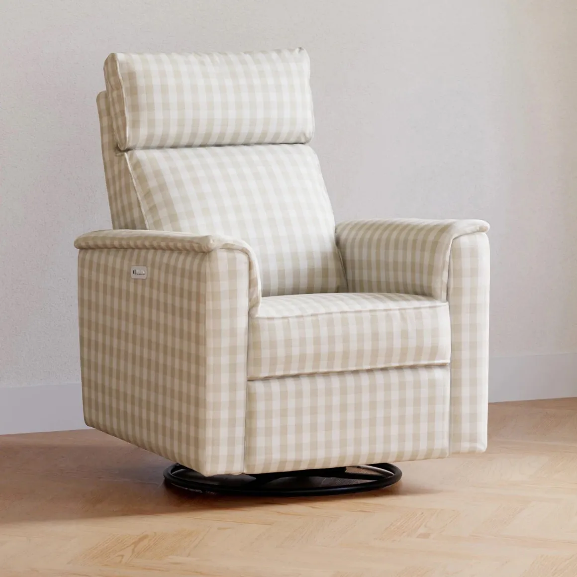 Namesake Willa Plus Electric Glider Recliner w/ Electric Headrest - Tan Gingham