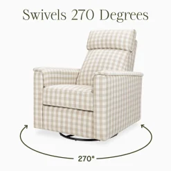 Namesake Willa Pro Power Recliner and Swivel Glider with Power Headrest, Lumbar & Light - Tan Gingham