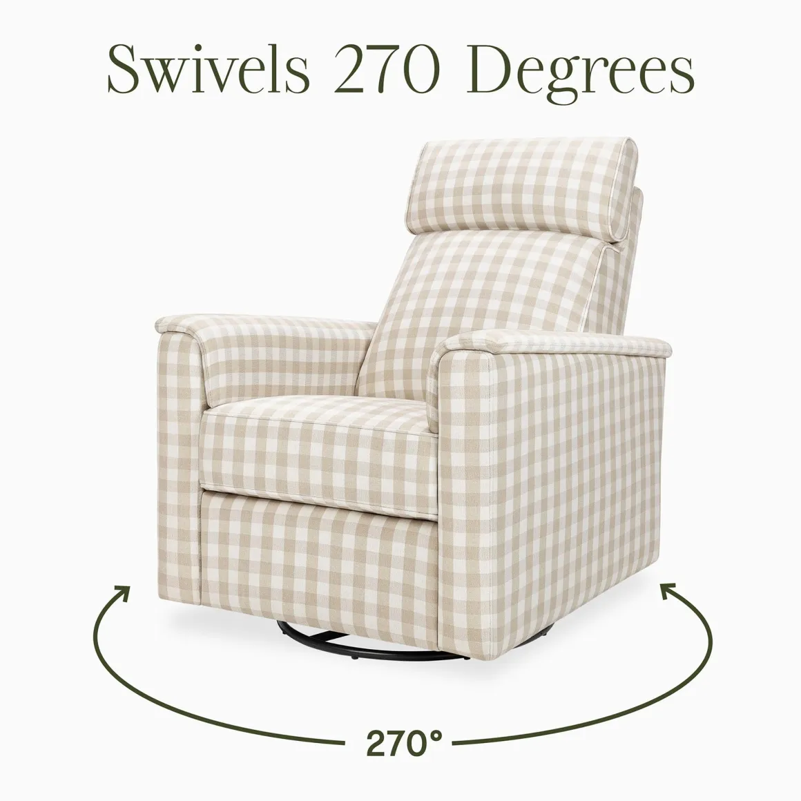 Namesake Willa Pro Power Recliner and Swivel Glider with Power Headrest, Lumbar & Light - Tan Gingham