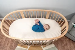 Naturepedic Organic Cotton Oval Crib Mattress with Breathable Cover for Stokke Sleepi V3