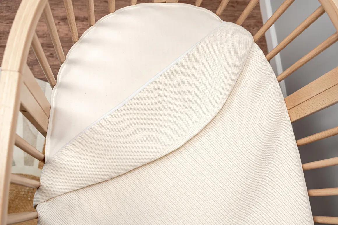 Naturepedic Organic Cotton Oval Crib Mattress with Breathable Cover for Stokke Sleepi V3