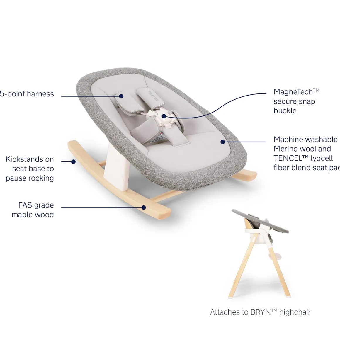 Nuna BRYN High Chair + Newborn Rocker Bundle - Heritage