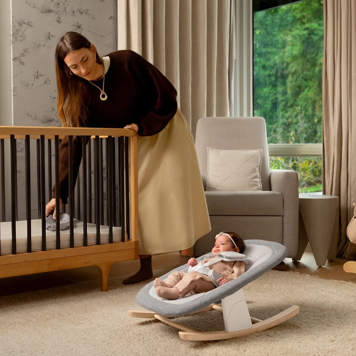 Nuna BRYN High Chair + Newborn Rocker Bundle - Heritage