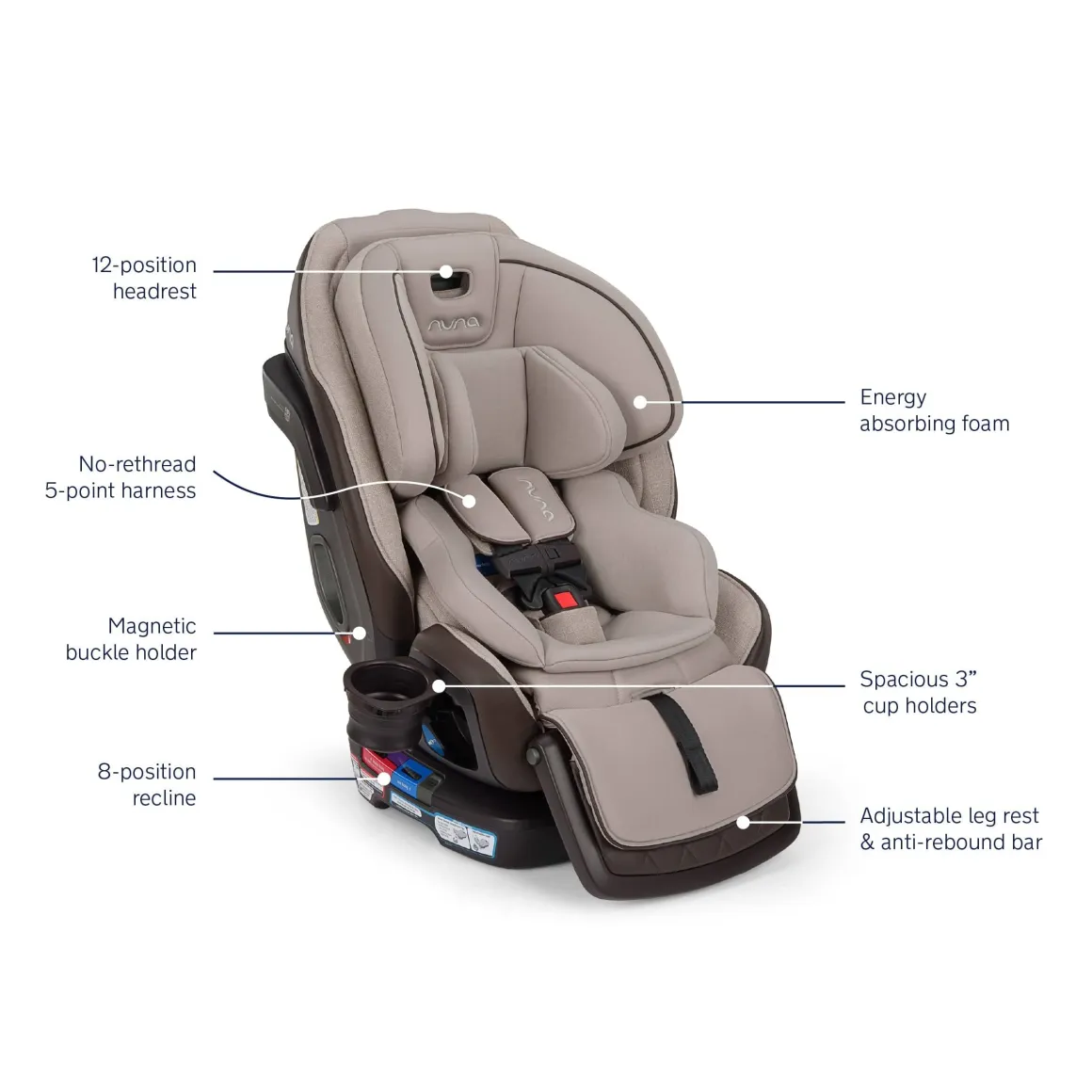 Nuna EXEC Next All-In-One Convertible Car Seat - Biscotti