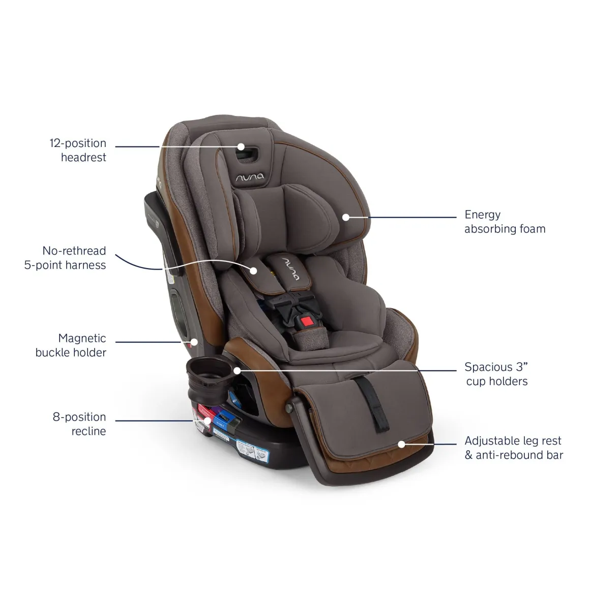 Nuna EXEC Next All-In-One Convertible Car Seat - Granite