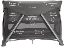 Nuna SENA Aire Playard with Zip-Off Bassinet + Changer (One Box) - Granite