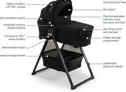 Nuna SWIV Stroller + TRIV & SWIV Bassinet + Stand Bundle - Chai / Caviar
