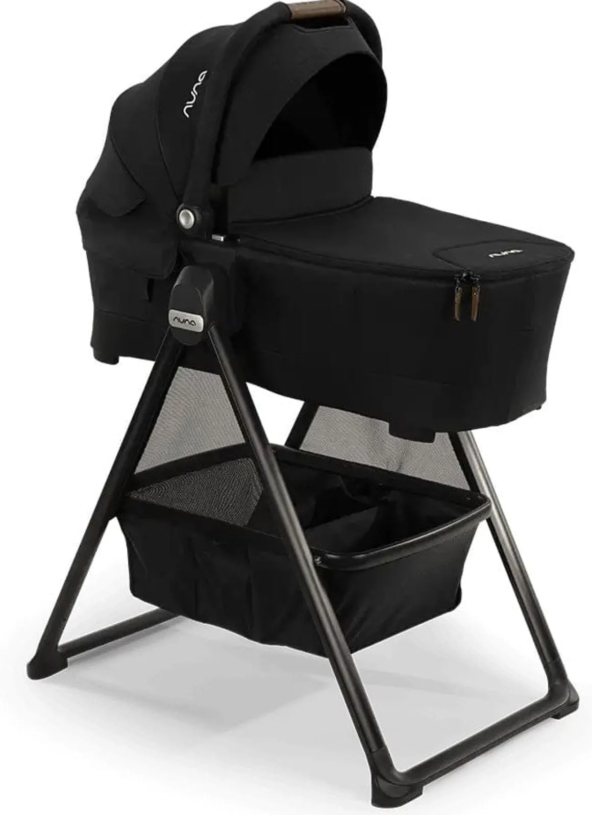 Nuna SWIV Stroller + TRIV & SWIV Bassinet + Stand Bundle - Chai / Caviar