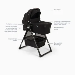 Nuna SWIV & TRIV Series Bassinet + Stand - Caviar / Chocolate
