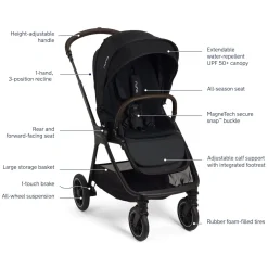 Nuna TRIV Next Compact Stroller - Caviar / Chocolate