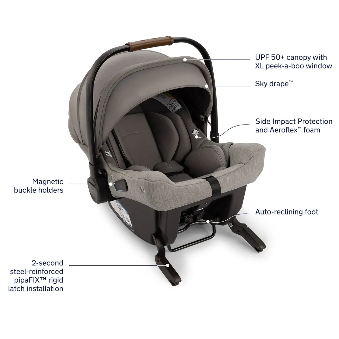 Nuna TRVL LX + PIPA urbn Baseless Infant Car Seat Travel System - Granite