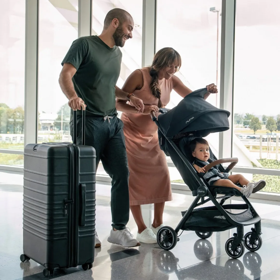 Nuna TRVL Self-Folding Compact Stroller - Caviar