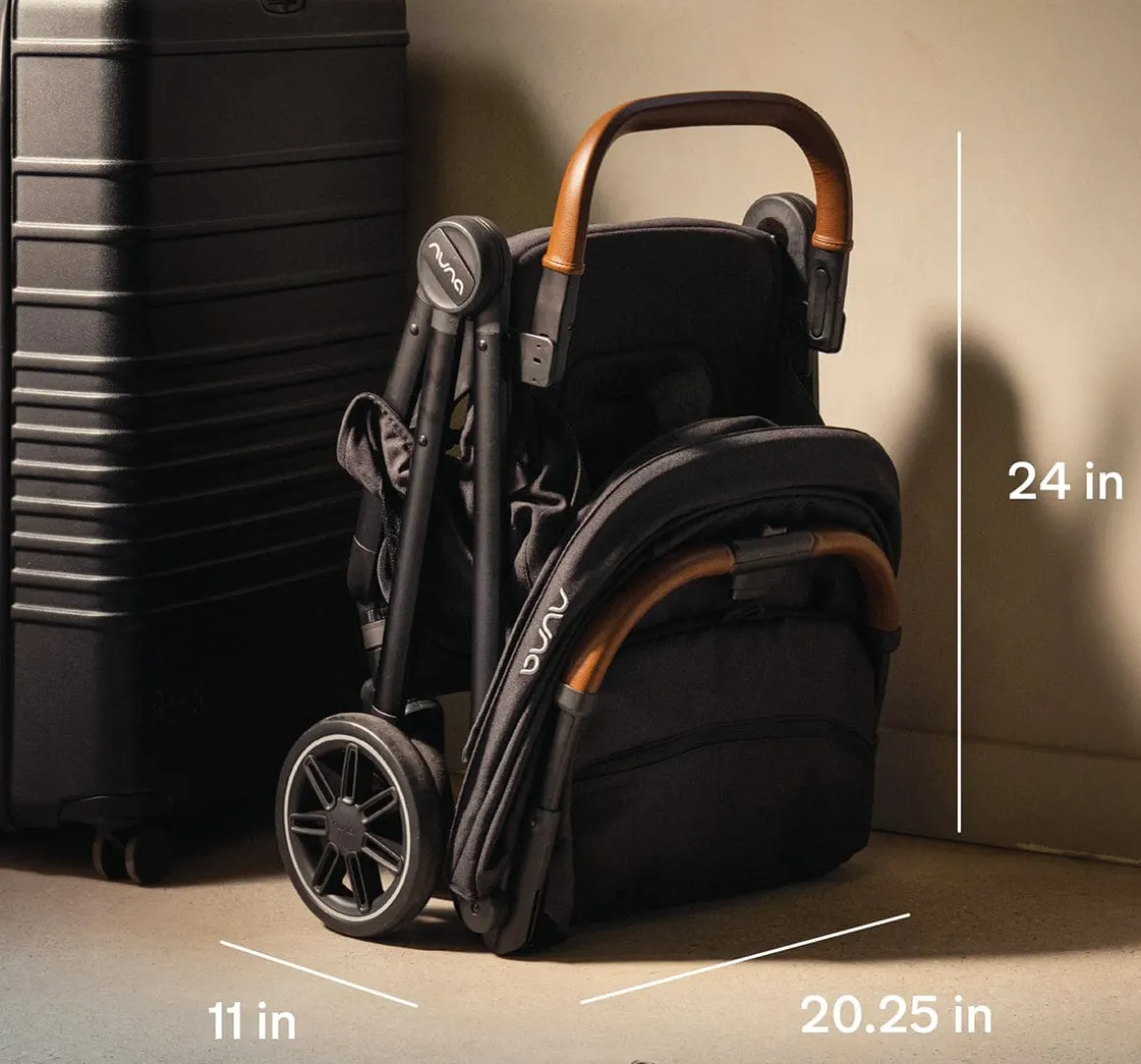 Nuna TRVL Self-Folding Compact Stroller - Caviar
