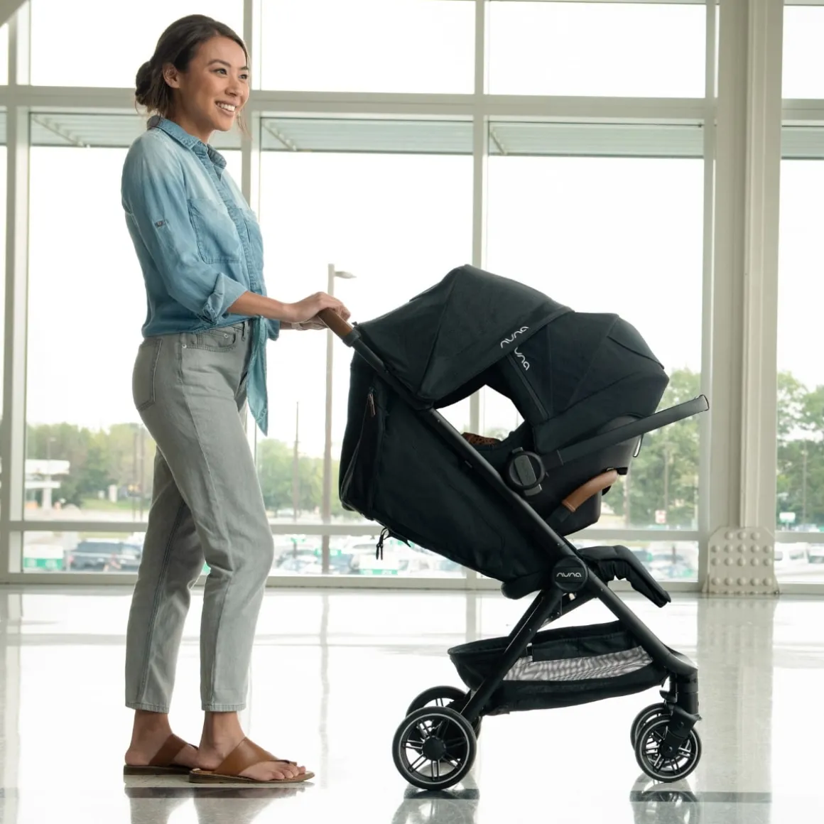 Nuna TRVL Self-Folding Compact Stroller - Caviar