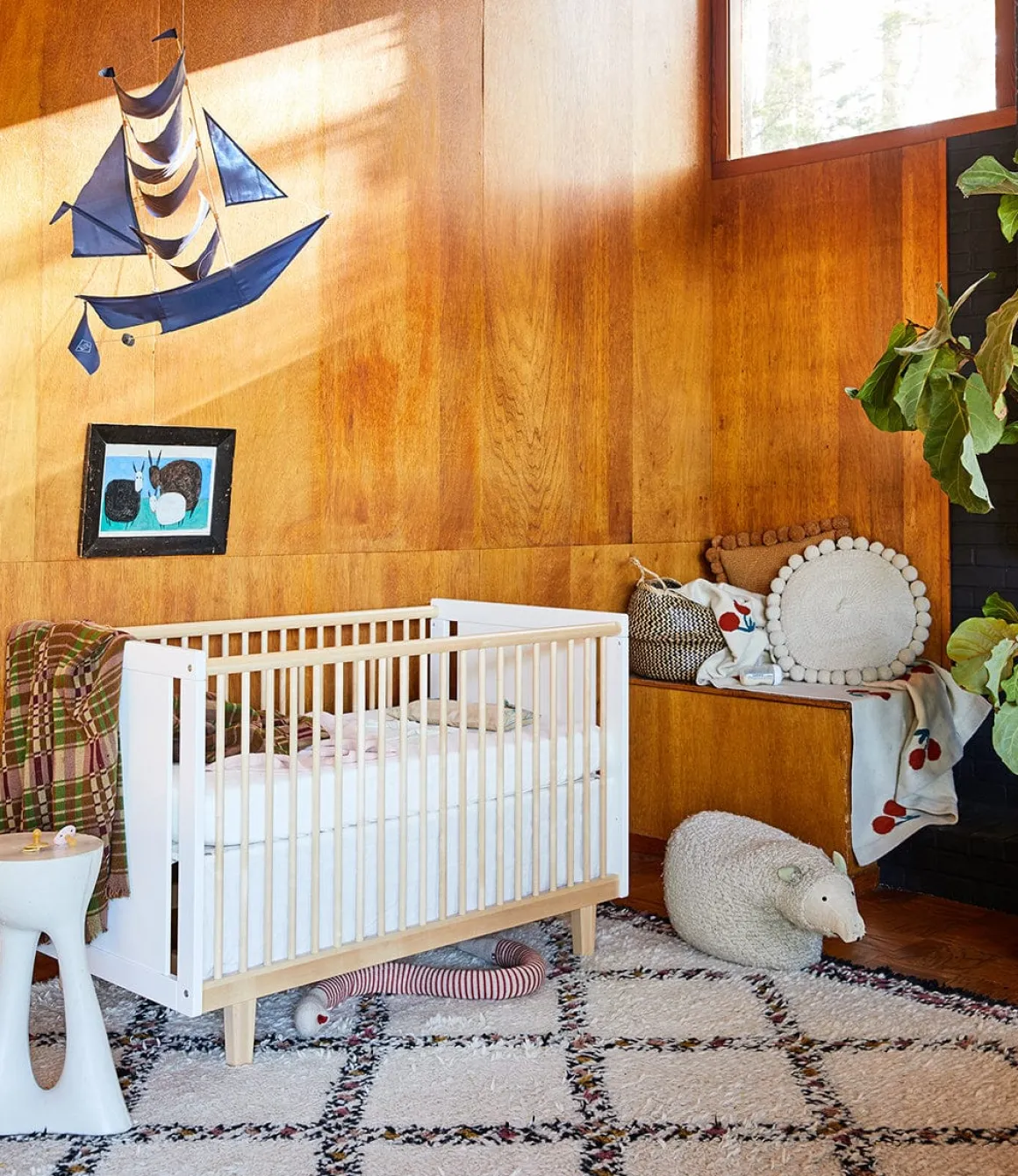 Oeuf Rhea Crib - White/Birch