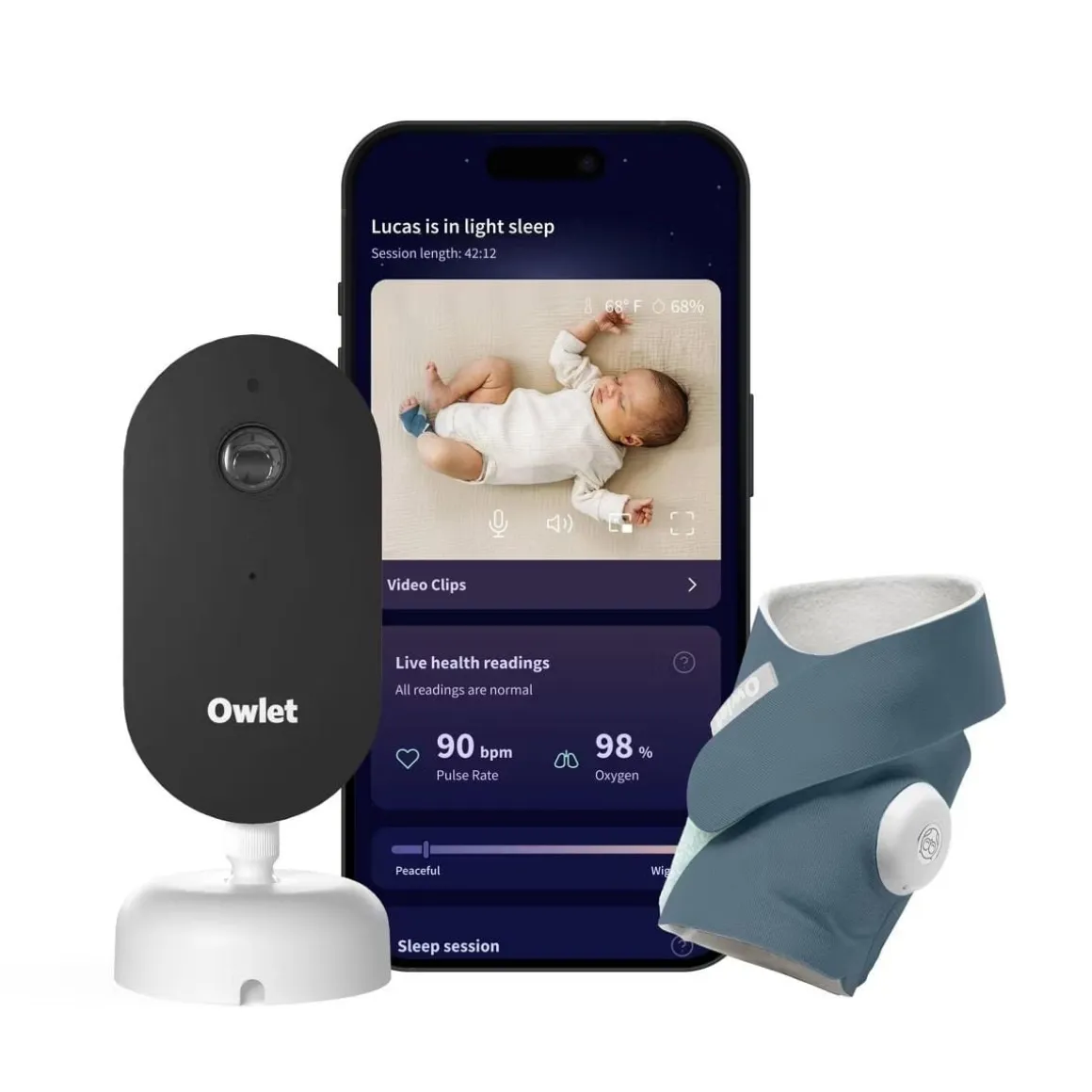 Owlet Dream Duo (Gen 3) Smart Baby Monitoring System - Bedtime Blue