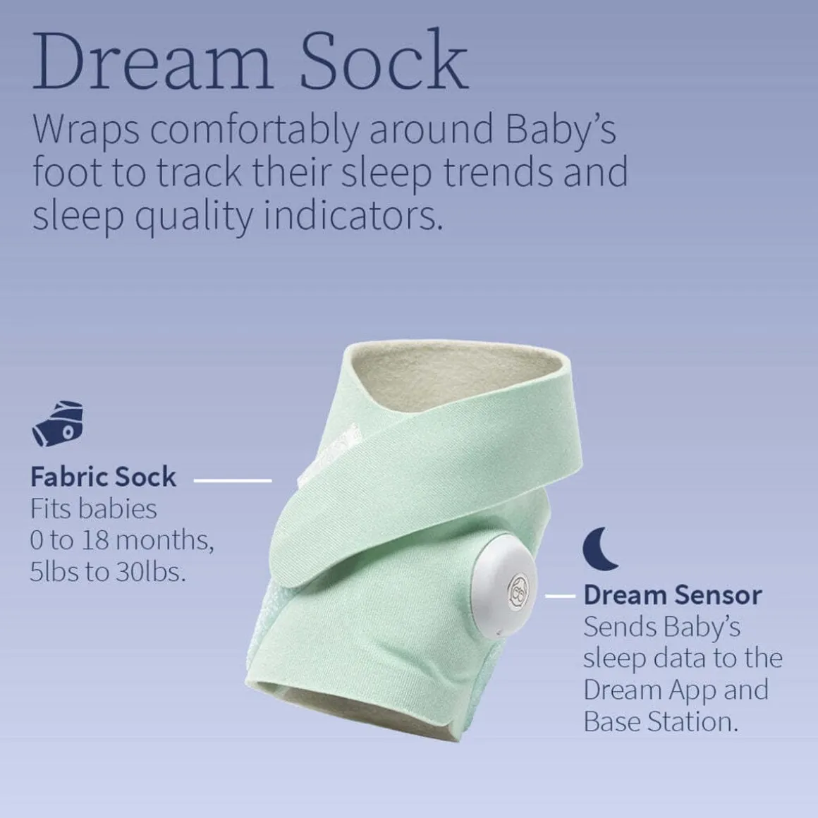Owlet Dream Sock Smart Baby Monitor - Bedtime Blue