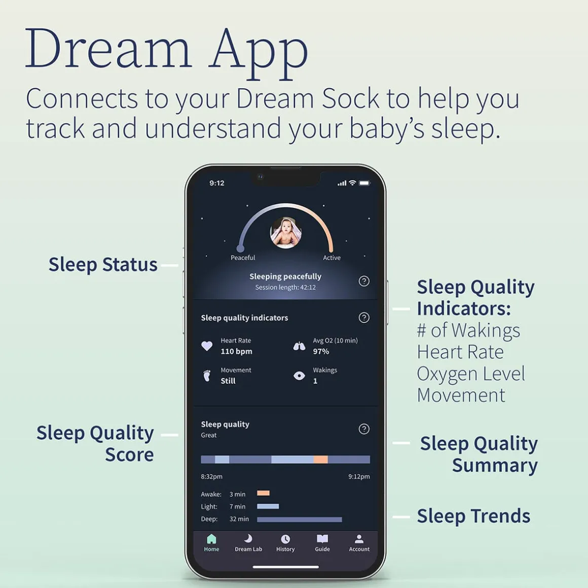 Owlet Dream Sock Smart Baby Monitor - Bedtime Blue
