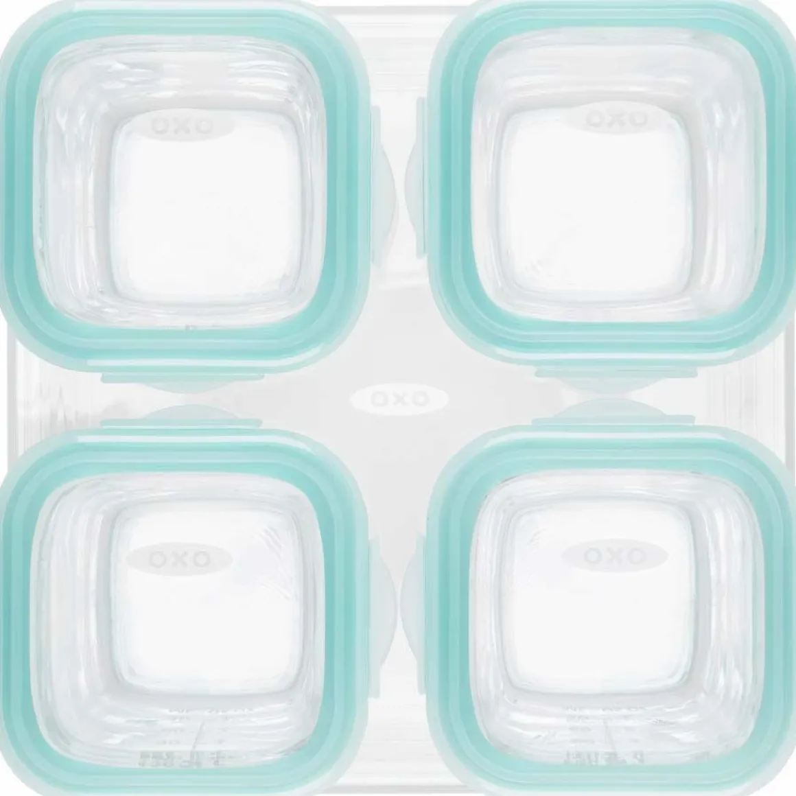 OXO Tot Glass Baby Blocks Freezer Storage Containers, 4 Oz - Teal