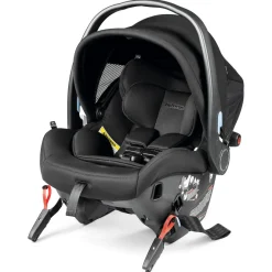 PEG City Loop Double Stroller + Primo Viaggio Urban Mobility Baseless Infant Car Seat Travel System Bundle - Black / Metal / True Black