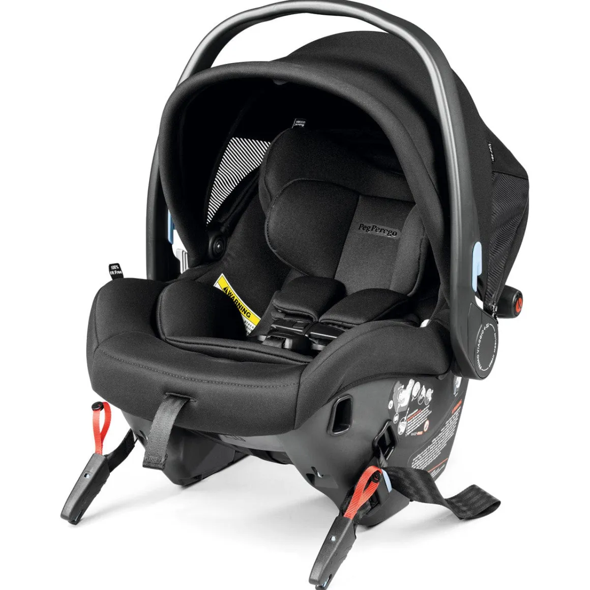 PEG City Loop Double Stroller + Primo Viaggio Urban Mobility Baseless Infant Car Seat Travel System Bundle - Black / Metal / True Black