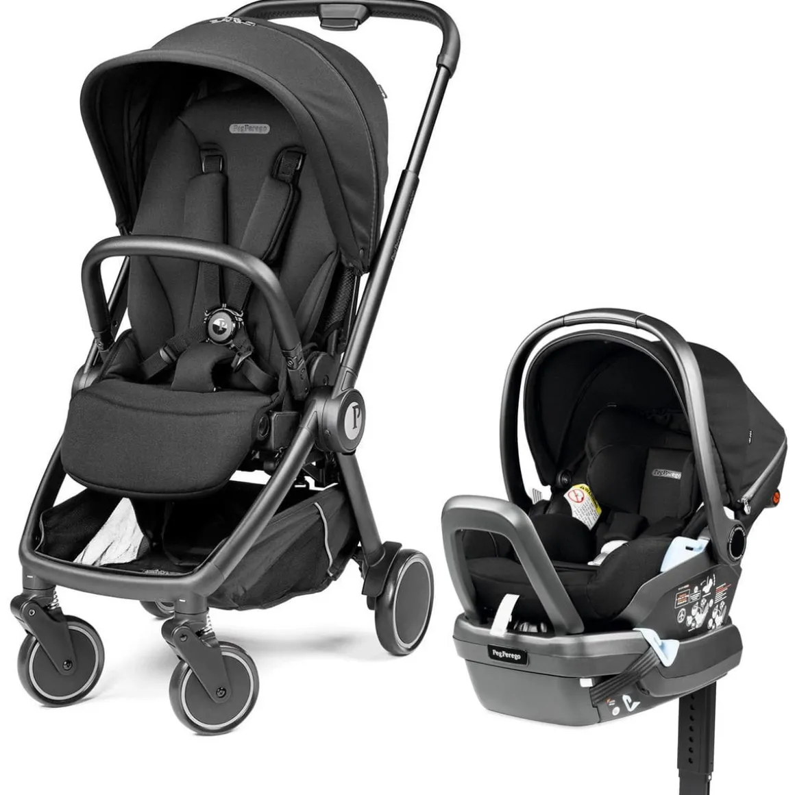PEG City Loop Stroller + Primo Viaggio Lounge Travel System Bundle - Black / True Black / True Black