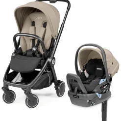 PEG City Loop Stroller + Primo Viaggio Lounge Travel System Bundle - Black / Vanilla Blend / Vanilla Blend