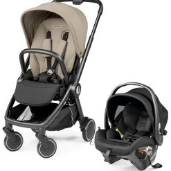 PEG City Loop Stroller + Primo Viaggio Urban Mobility Baseless Infant Car Seat Travel System Bundle - Black / Vanilla Blend / True Black