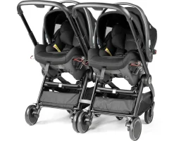 PEG City Loop Twin Stroller + Primo Viaggio Lounge Travel System Bundle - Black / Vanilla Blend / Vanilla Blend