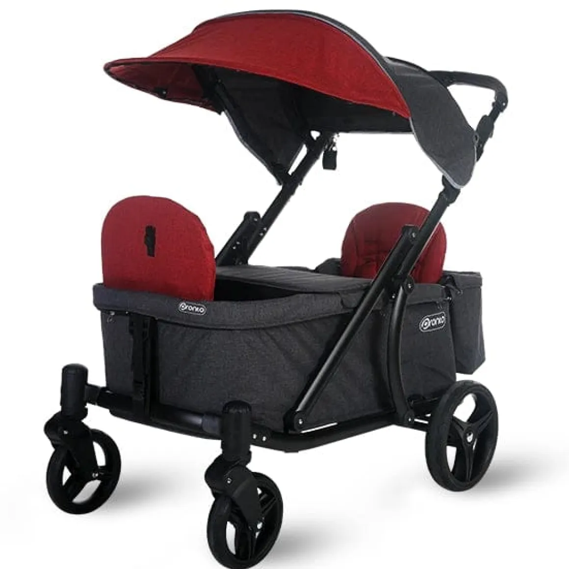 Pronto One (2 Seater) Stroller Wagon - Black Frame / Burgundy Melange
