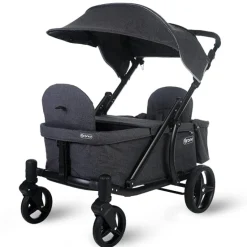 Pronto One (2 Seater) Stroller Wagon - Black Frame / Dark Grey