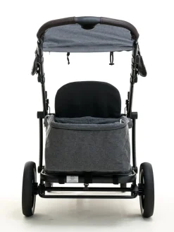 Pronto One (2 Seater) Stroller Wagon - Black Frame / Grey Melange