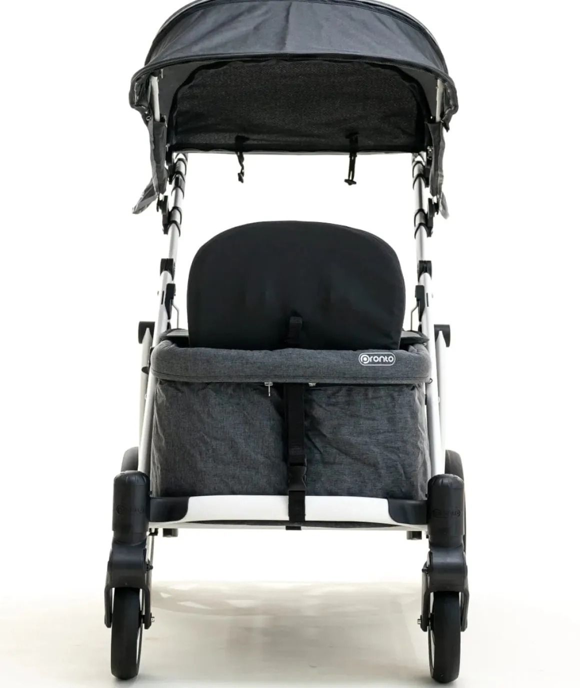 Pronto One (2 Seater) Stroller Wagon - White Frame / Burgundy Melange