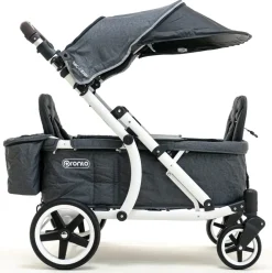 Pronto One (2 Seater) Stroller Wagon - White Frame / Navy Melange