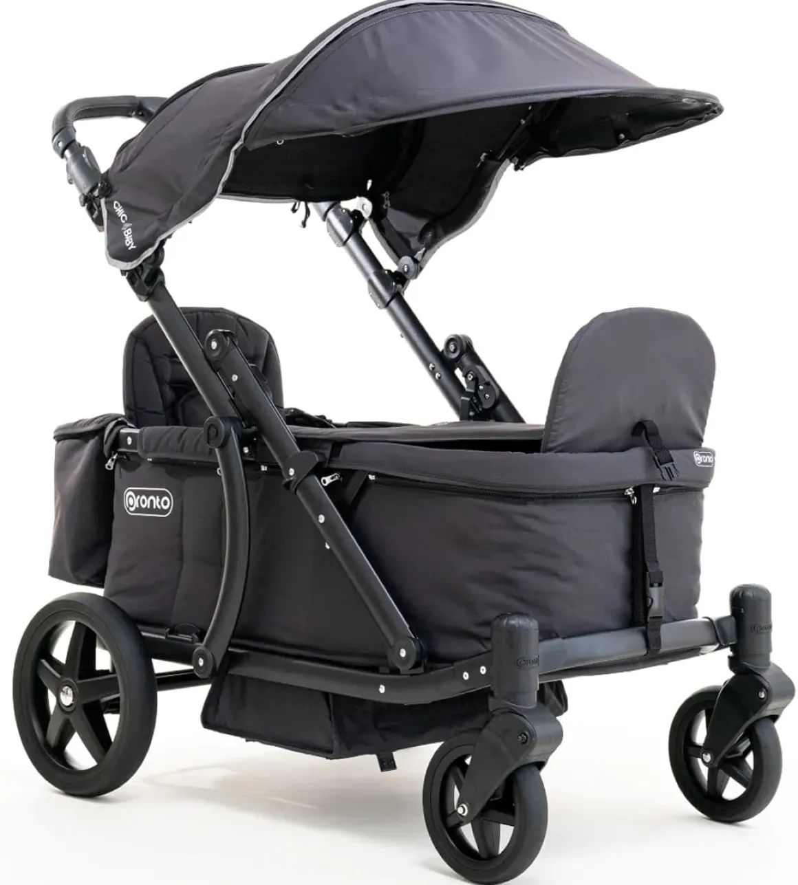 Pronto Squared (2 Seater) Stroller Wagon - Black Frame / Space Grey